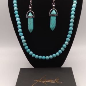 Turquoise Gemstone Beaded Necklace Earring Set