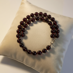 6 mm Beaded Garnet Necklace Earring Set